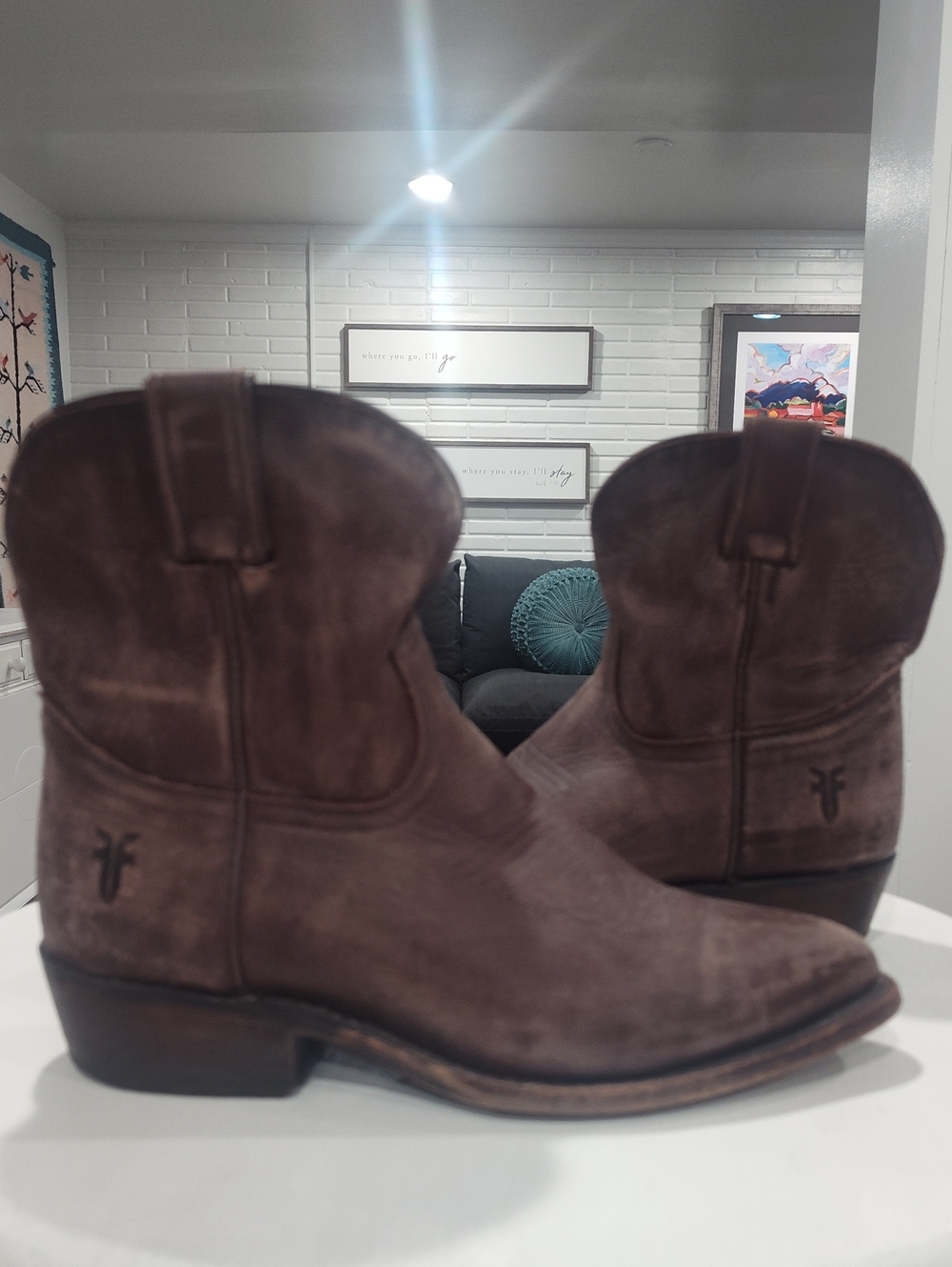Frye Billy Short Brushed Leather Ankle Boots In Size 8.5 B